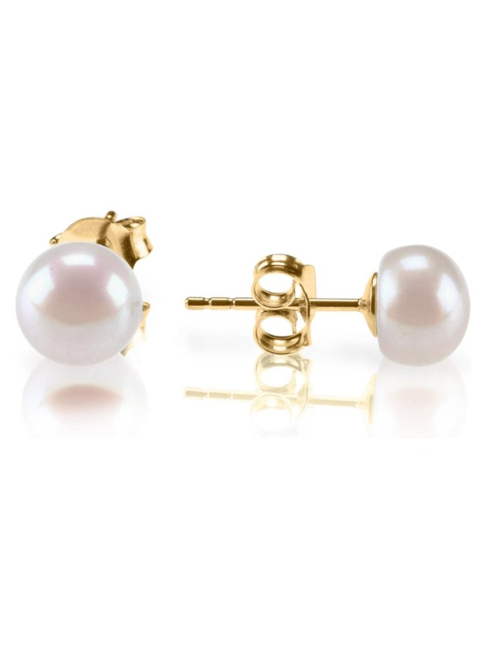 14K Gold Plated Freshwater Pearl Stud Earrings 925 Sterling Silver